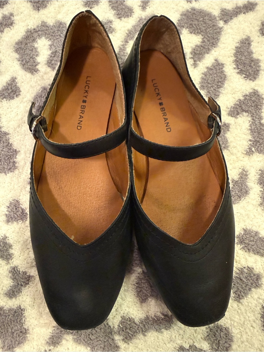 Lucky Brand Black Mary Jane Ballet Flats with Ankle Strap